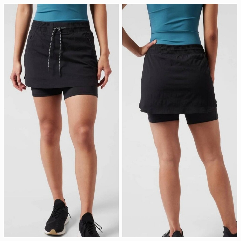 Athleta Trekkie Mid Rise Skort, Black, Women's Size 24 (NWT)
